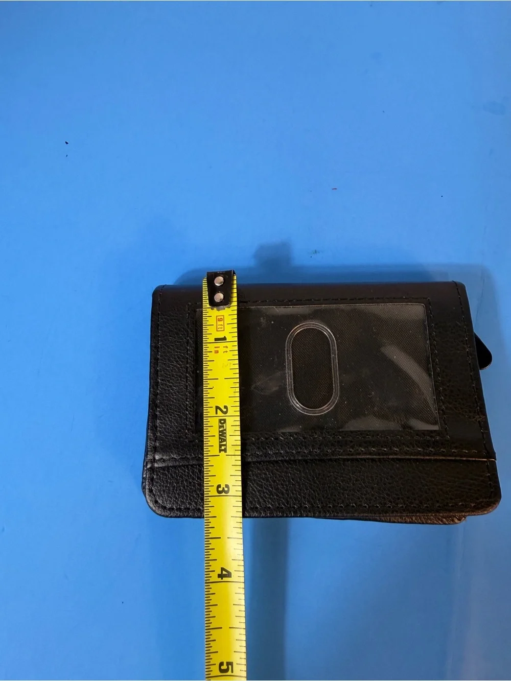 Black Leather Bi-Fold Wallet with Embossed Logo
